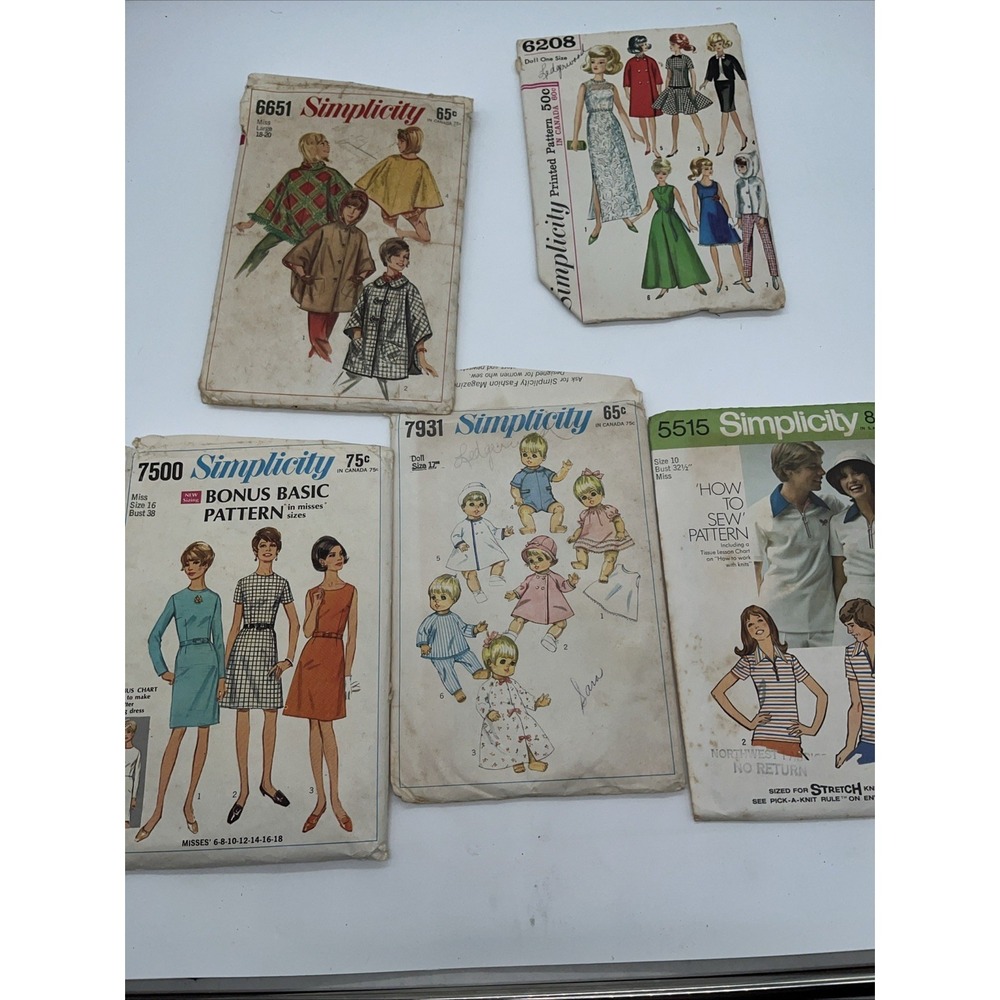 Simplicity Sewing Patterns Vintage Various Sizes